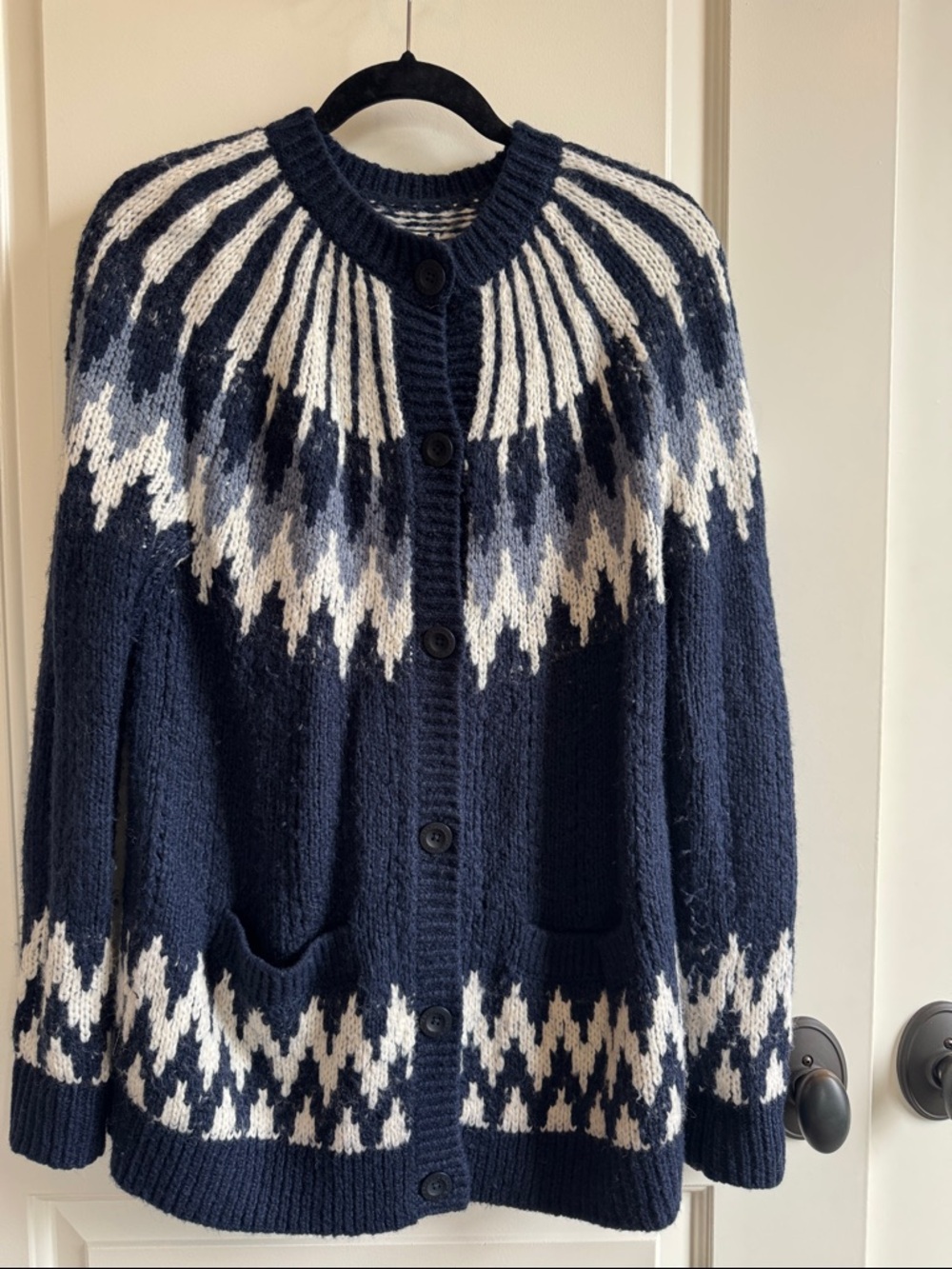 Abercrombie & fitch sweater womens small blue knitted button chunky cardigan